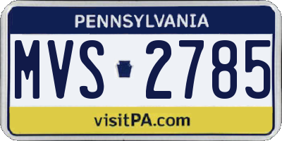 PA license plate MVS2785