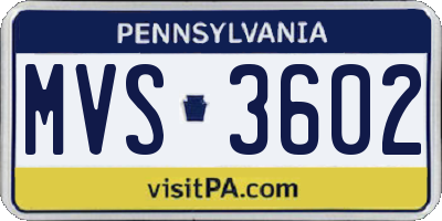 PA license plate MVS3602