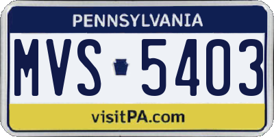 PA license plate MVS5403