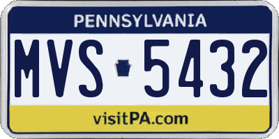 PA license plate MVS5432