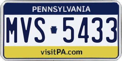 PA license plate MVS5433