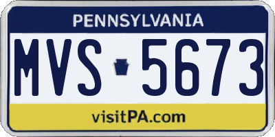 PA license plate MVS5673