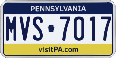 PA license plate MVS7017