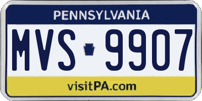 PA license plate MVS9907
