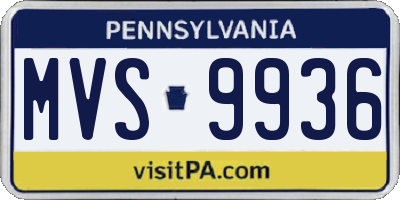 PA license plate MVS9936