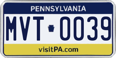 PA license plate MVT0039