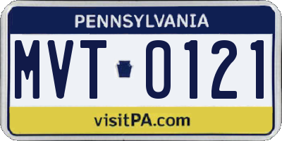 PA license plate MVT0121