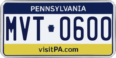 PA license plate MVT0600