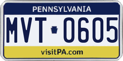 PA license plate MVT0605