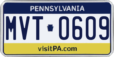 PA license plate MVT0609