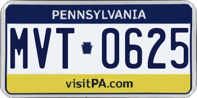 PA license plate MVT0625