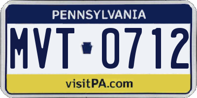 PA license plate MVT0712