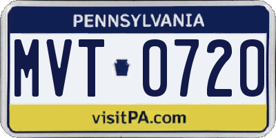 PA license plate MVT0720