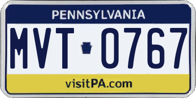 PA license plate MVT0767