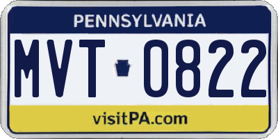 PA license plate MVT0822