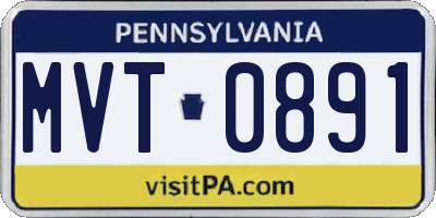 PA license plate MVT0891