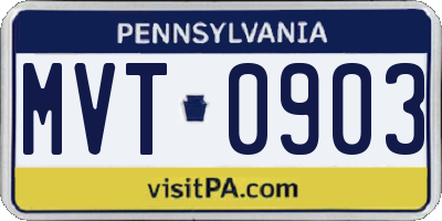 PA license plate MVT0903
