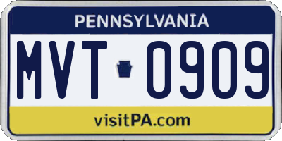 PA license plate MVT0909