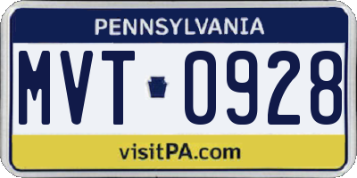 PA license plate MVT0928
