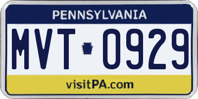 PA license plate MVT0929