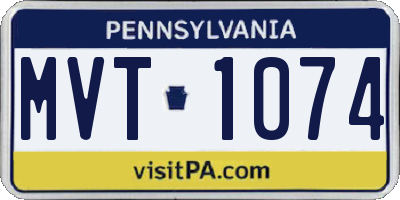 PA license plate MVT1074