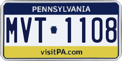PA license plate MVT1108