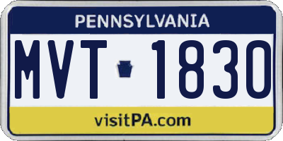 PA license plate MVT1830