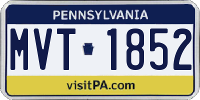 PA license plate MVT1852
