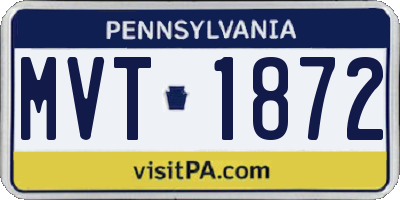PA license plate MVT1872