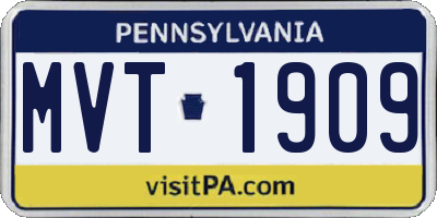 PA license plate MVT1909