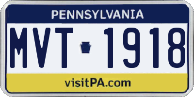PA license plate MVT1918