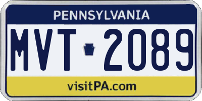 PA license plate MVT2089