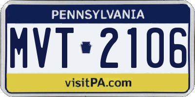 PA license plate MVT2106
