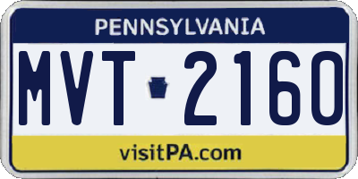 PA license plate MVT2160