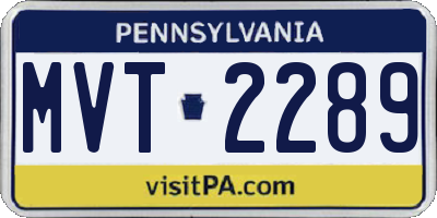 PA license plate MVT2289