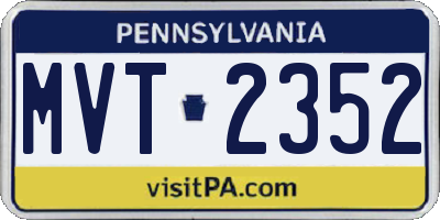PA license plate MVT2352