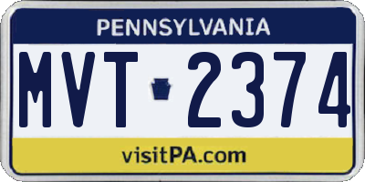 PA license plate MVT2374