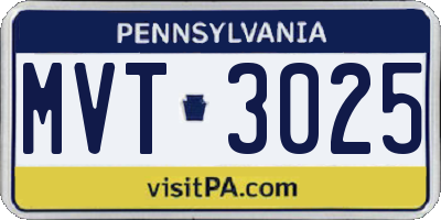 PA license plate MVT3025