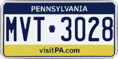 PA license plate MVT3028