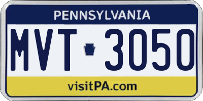 PA license plate MVT3050