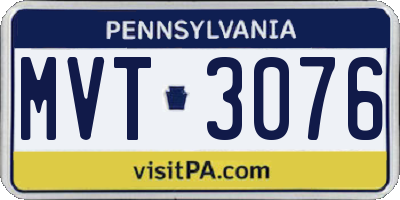 PA license plate MVT3076