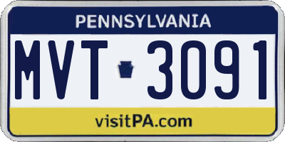 PA license plate MVT3091
