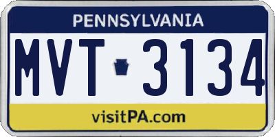 PA license plate MVT3134