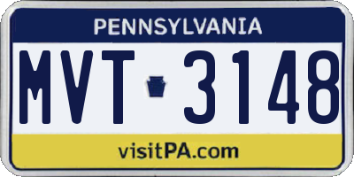 PA license plate MVT3148