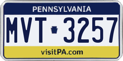 PA license plate MVT3257