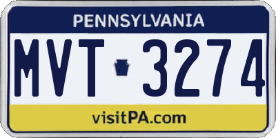 PA license plate MVT3274