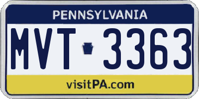 PA license plate MVT3363