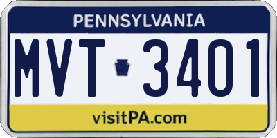 PA license plate MVT3401
