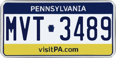 PA license plate MVT3489