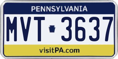 PA license plate MVT3637